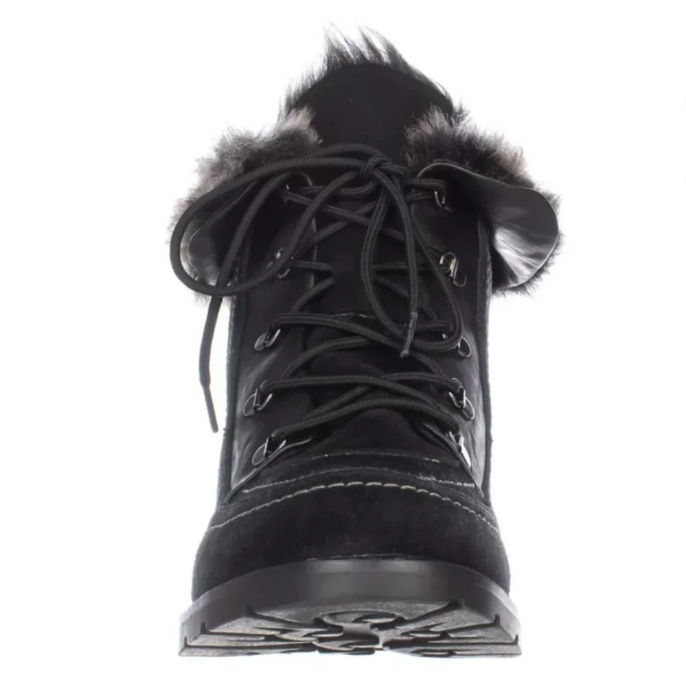 Women's Sporto Faux Fur Trim Lace Up Ankle Boots